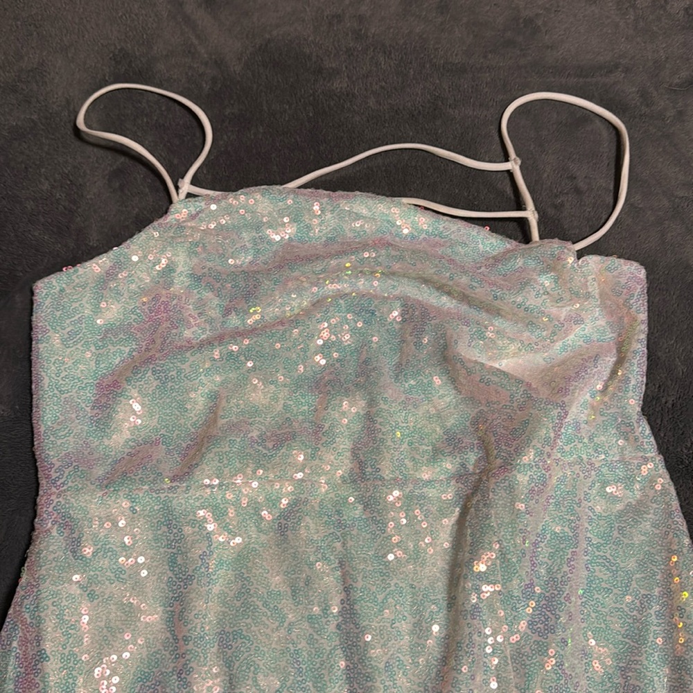 A long sparkly white dress